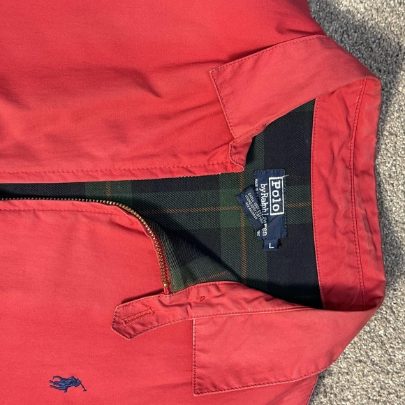 Vintage Polo Ralph Lauren Jacket Mens Large Red Harrington Plaid Lined 90s - Picture 7 of 12